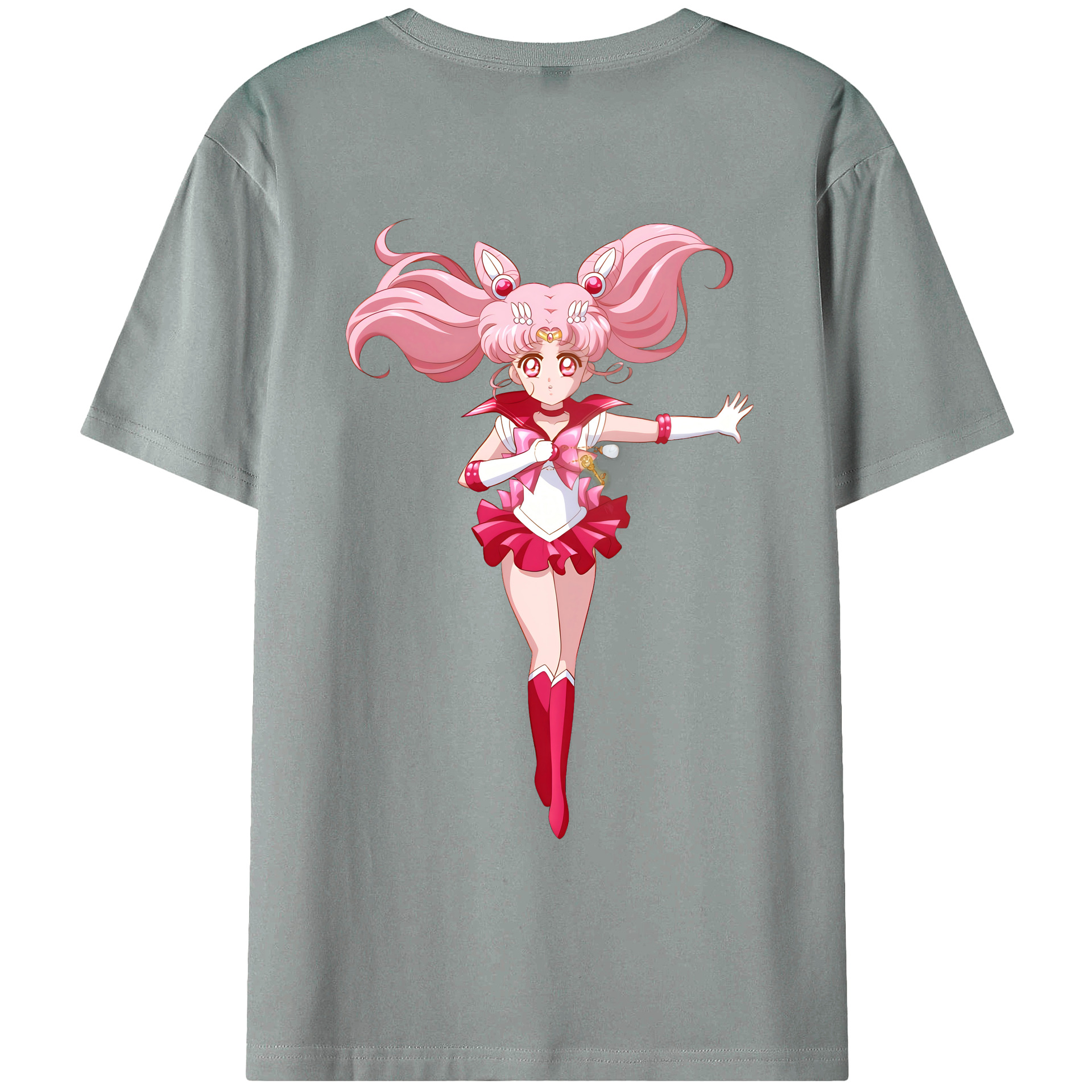 （画像用） 美少女戦士セーラームーン ちびうさ Sailor Moon Chibiusa Tsukino Usagi Small Lady Serenity 綿100％ メンズ半袖Tシャツ（バックプリント） 通気性